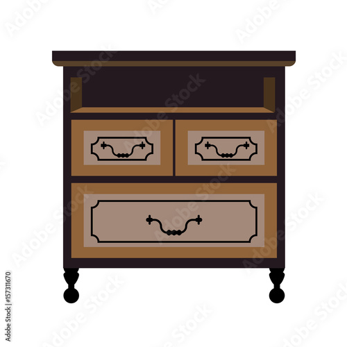 Chest of drawers retro furniture piece vector flat icon