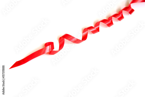 the spiral red ribbon isolated on white background.