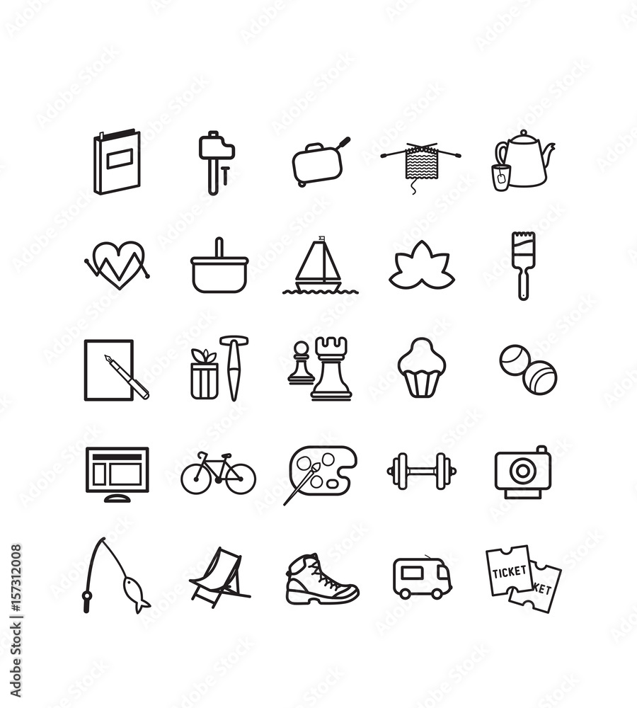 pictogrammes, icônes, senior, activités, loisirs, retraite Stock ...