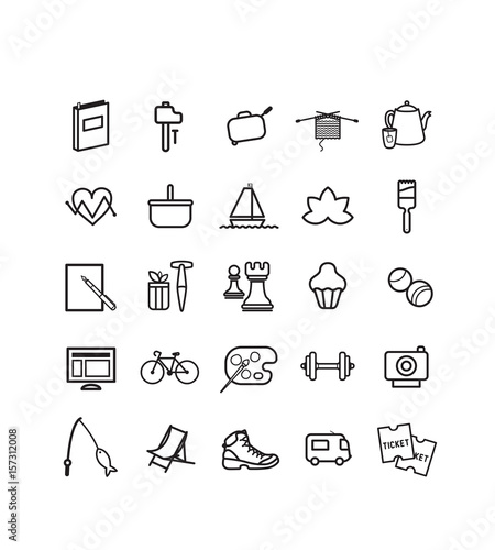 pictogrammes, icônes, senior, activités, loisirs, retraite