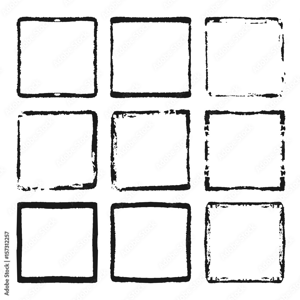 Vector set of black frames. Grunge style design Vector set of black frames. Grunge style design
