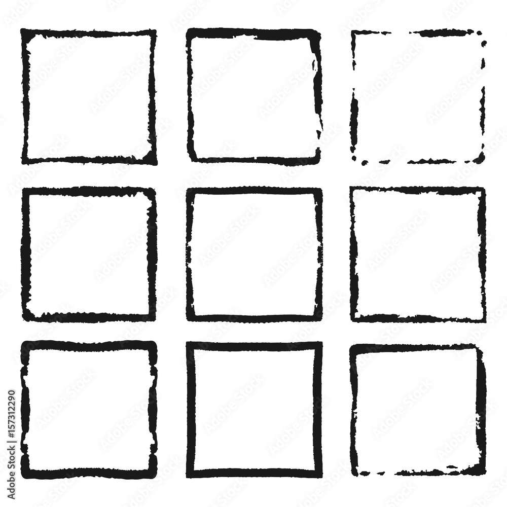 Vector set of black frames. Grunge style design Vector set of black frames. Grunge style design