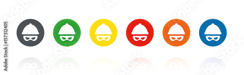 Dieb - Gauner - Farbige Buttons