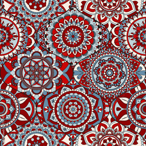 Patchwork pattern. Vintage decorative elements. Hand drawn background. Islam, Arabic, Indian, ottoman motifs. Perfect for printing on fabric or paper.