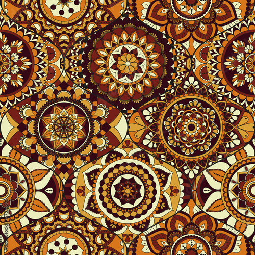 Patchwork pattern. Vintage decorative elements. Hand drawn background. Islam, Arabic, Indian, ottoman motifs. Perfect for printing on fabric or paper.