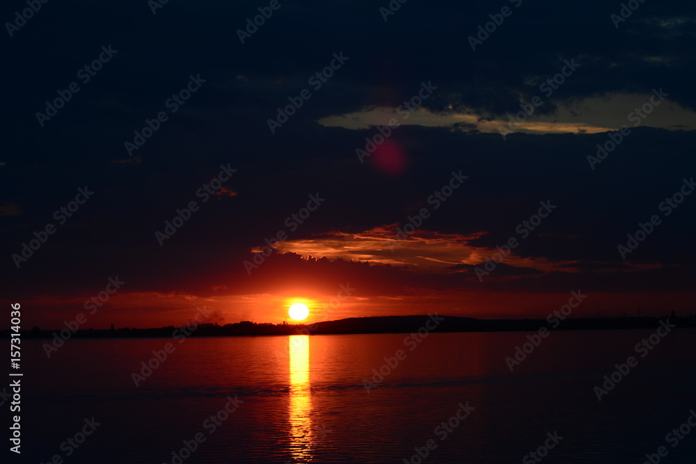 Sunset at Lake Morii in Bucharest, Romania