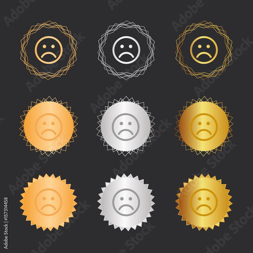 Smiley traurig - Bronze, Silber, Gold Medaillen