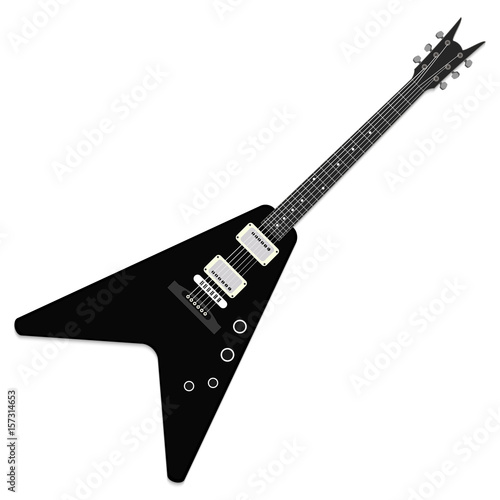 Musical instrument. Black electric guitar isolated on white background. Vector illustration photo