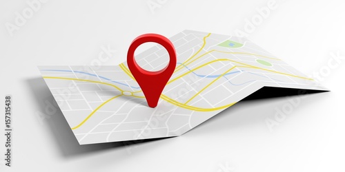 Map pointer location on white background. 3d illustration photo