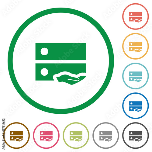 Shared drive flat icons with outlines