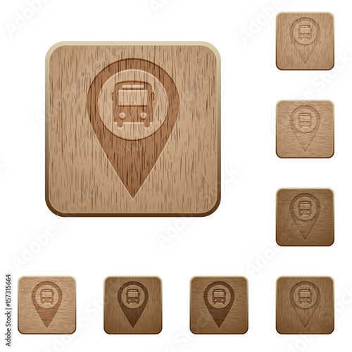 Public transport GPS map location wooden buttons