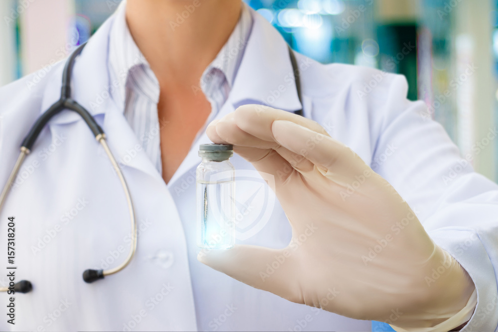 Medical glass vial for vaccination . Medical glass vial for vaccination .