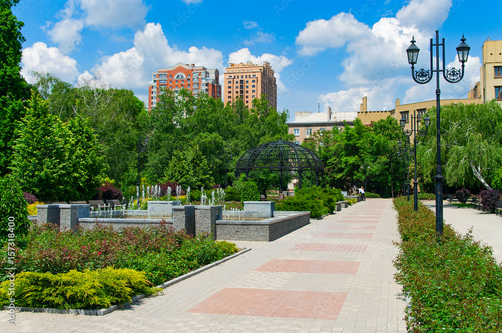 Green skyline of Donetsk.