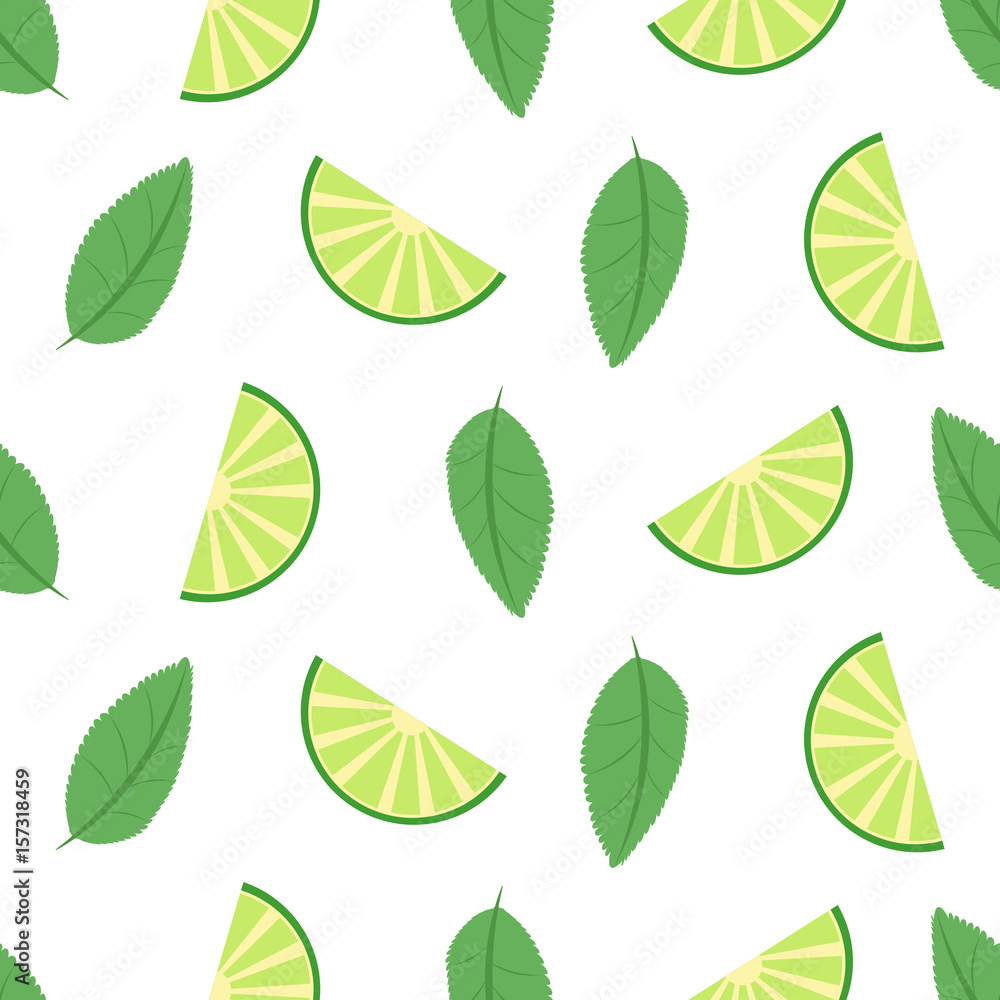 Lime seamless pattern with juicy limes on tree green flat vector. Cool refreshing summer mojito, mint leaves and lime. Floral Pattern. Lemon Fruits Background. Flowers, Leaves, Lemons. Lime seamless pattern with juicy limes on tree green flat vector. Cool refreshing summer mojito, mint leaves and lime. Floral Pattern. Lemon Fruits Background. Flowers, Leaves, Lemons.