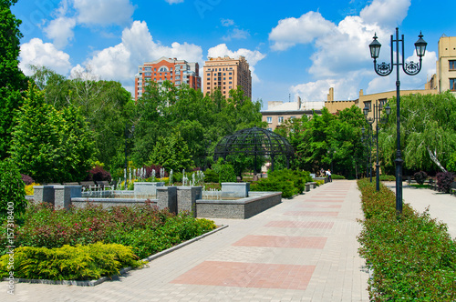Green skyline of Donetsk. photo