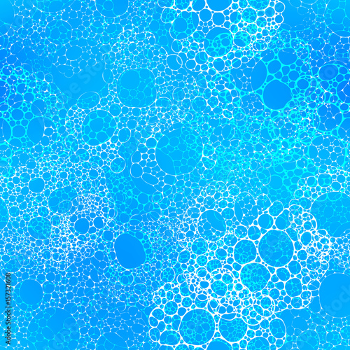 Soap bubbles and white foam, seamless pattern