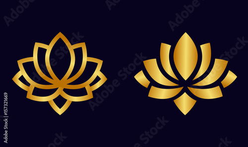 cartoon lotus flower gold set