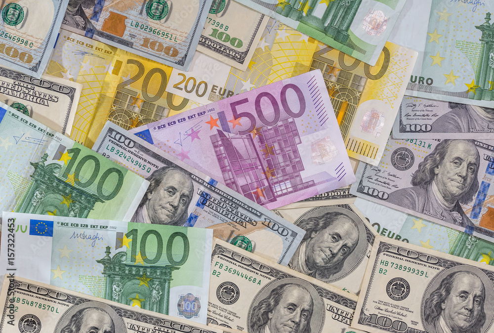 dollar and euro notes for background as business concept. dollar and euro notes for background as business concept.