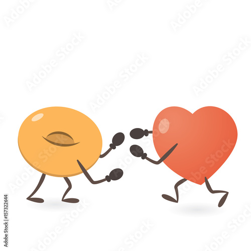 Heart and Donut Fighting 