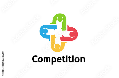 Colorful Abstract People Logo Design Illustration