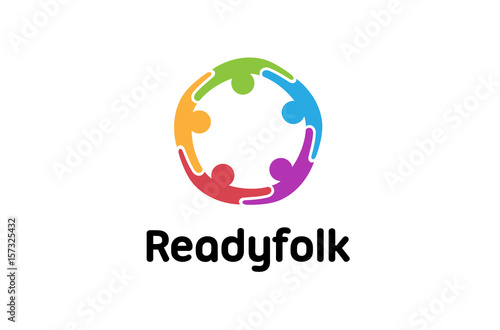 Colorful Abstract People Logo Design Illustration
