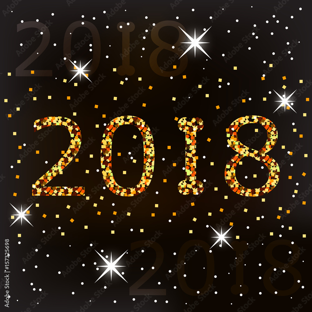 custom made wallpaper toronto digitalIllustration of a 2018 year of gold sparkles with a single piece in the form of a dog's bones. Design a calendar page for the new year of the dog