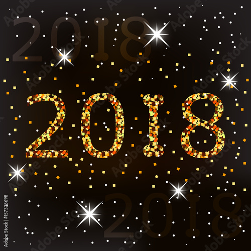 Wallpaper Mural Illustration of a 2018 year of gold sparkles with a single piece in the form of a dog's bones. Design a calendar page for the new year of the dog Torontodigital.ca