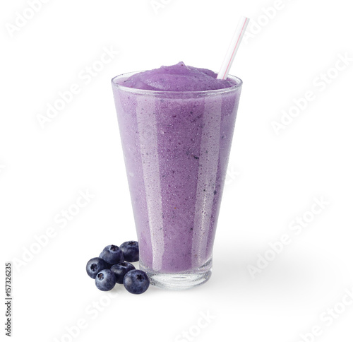 Blueberry Smoothie or Shake on White Background