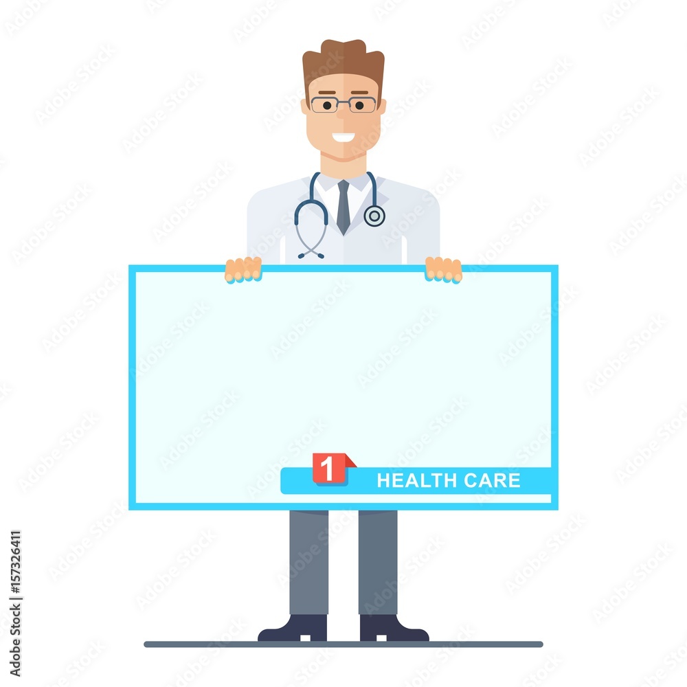 doctor man with poster doctor man with poster