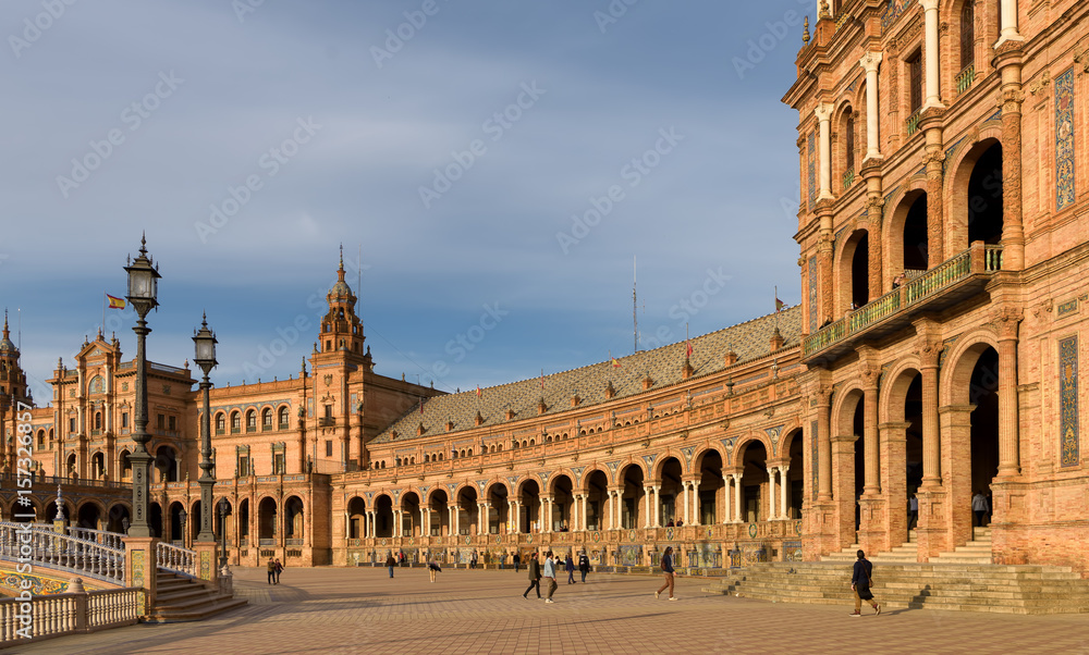 View of famous Plaza de España in Seville, Andalusia, Spain