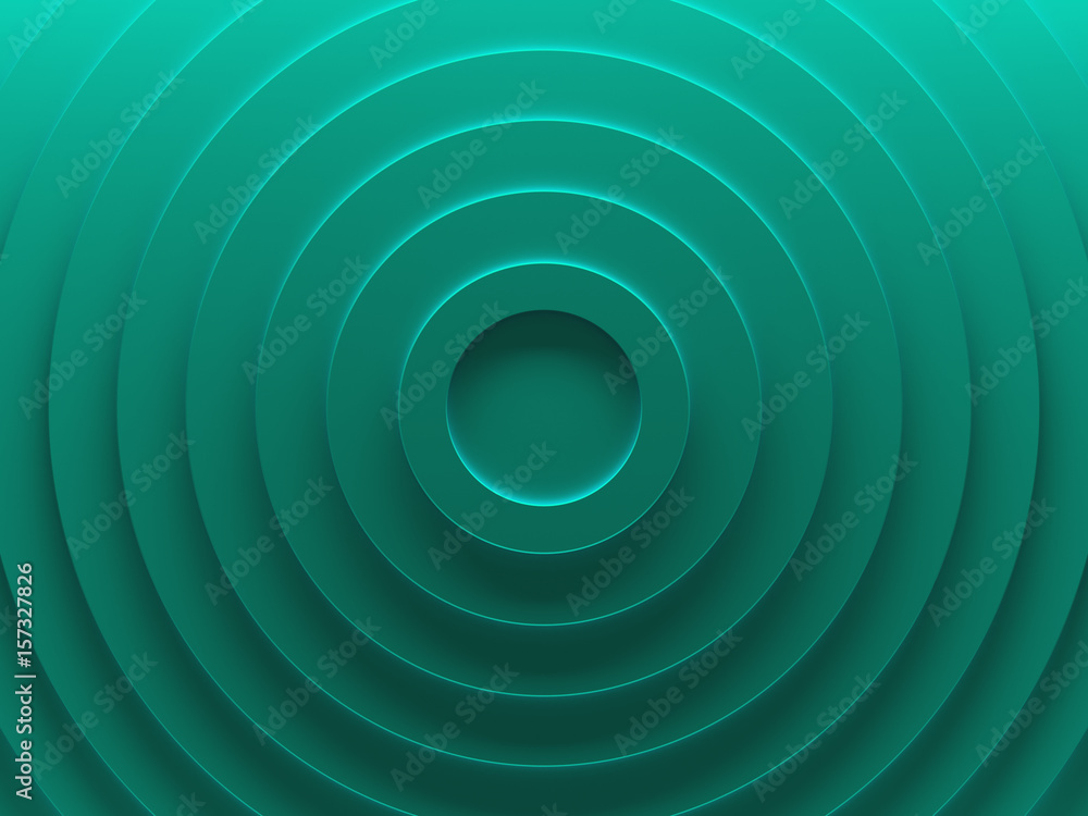 Obraz premium Green rings. Abstract geometric background texture works good for text and website backgrounds, poster and mobile application. 3D illustration.
