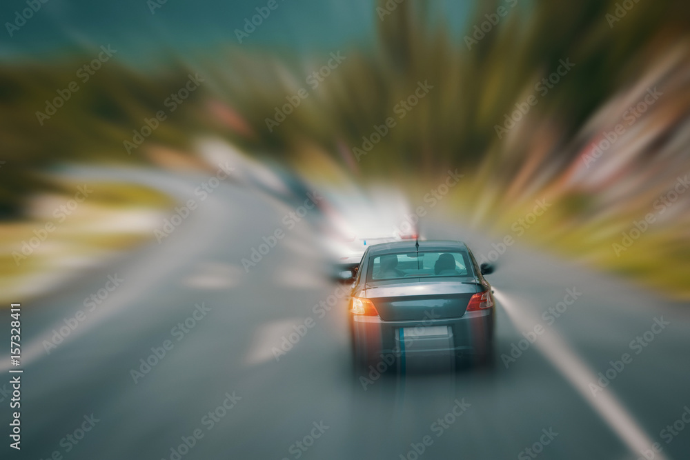high speed vehicle on motorway