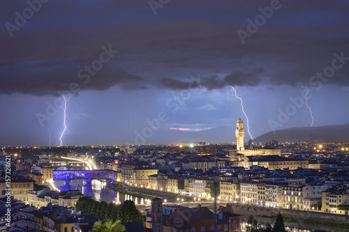 night flashes and storm in Florence in Italy