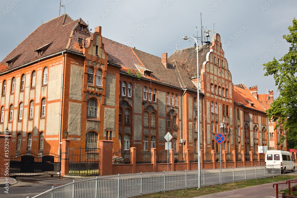 Old former german mansion in Baltiysk - infantry barracks on headquarter of the Baltic Fleet base