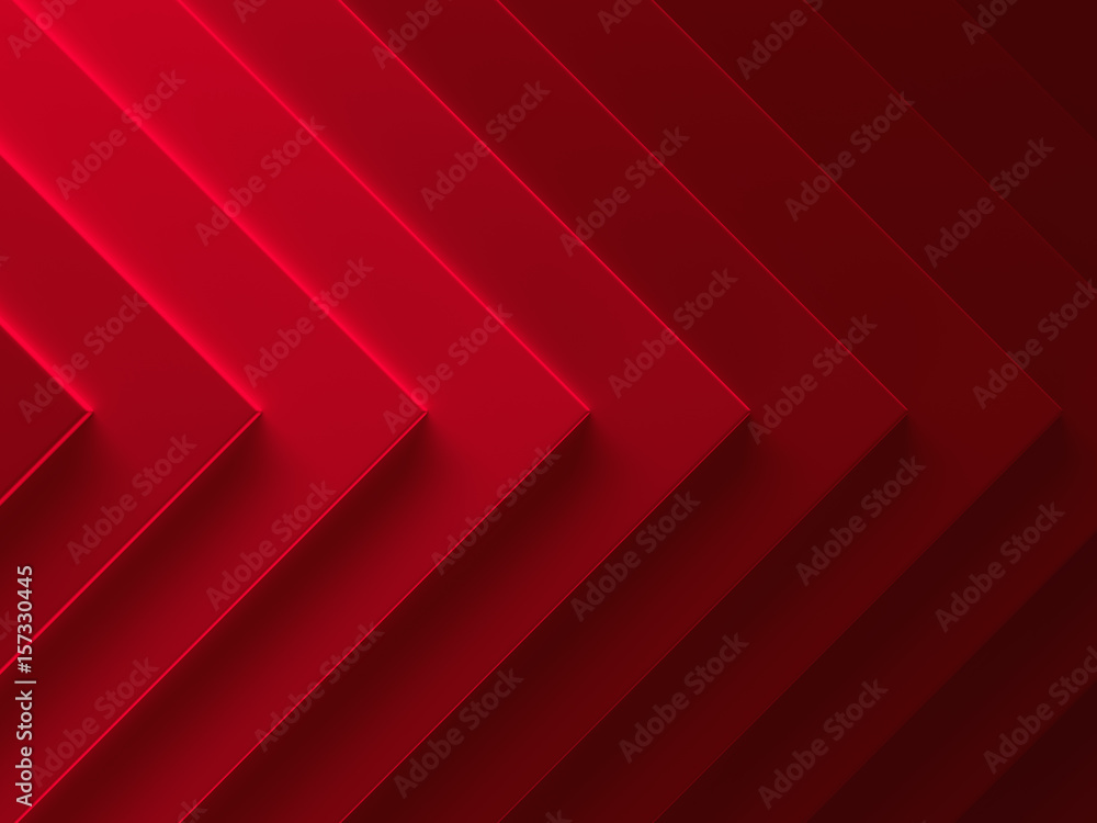 Red pointers. Female abstract geometric background for graphic design, book cover template, website design, application design. 3D illustration.