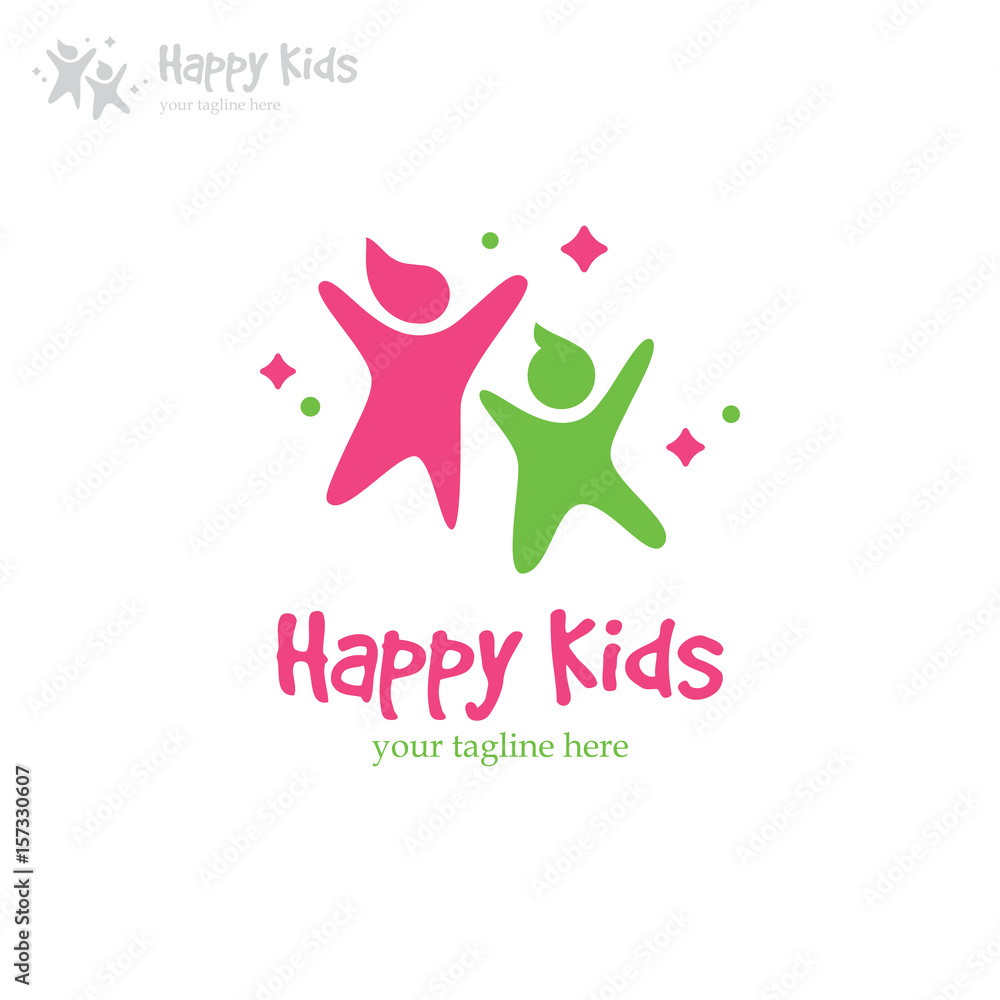 Happy kids logo Stock Vector | Adobe Stock