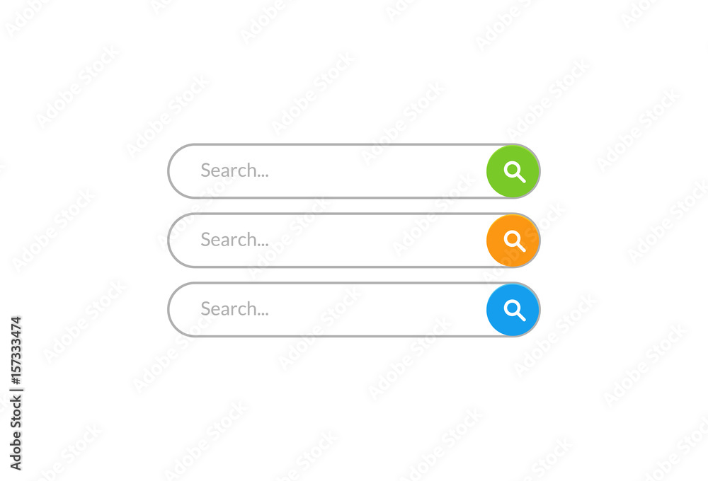 Search bar vector design element. Set of search bar boxes. UI interface template isolated on white background Search bar vector design element. Set of search bar boxes. UI interface template isolated on white background