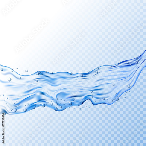 Water splash transparent illustration. Vector blue aqua liquid background. Drink clean and fresh water