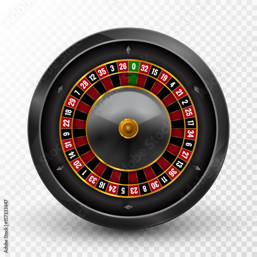 Realistic casino gambling roulette wheel isolated. Vector play chance luck roulette wheel illustration