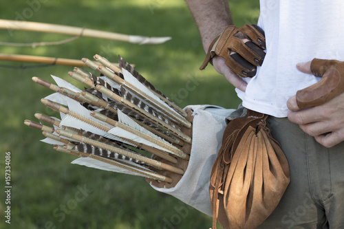 Vászonkép Archer with medieval English longbow and arrows