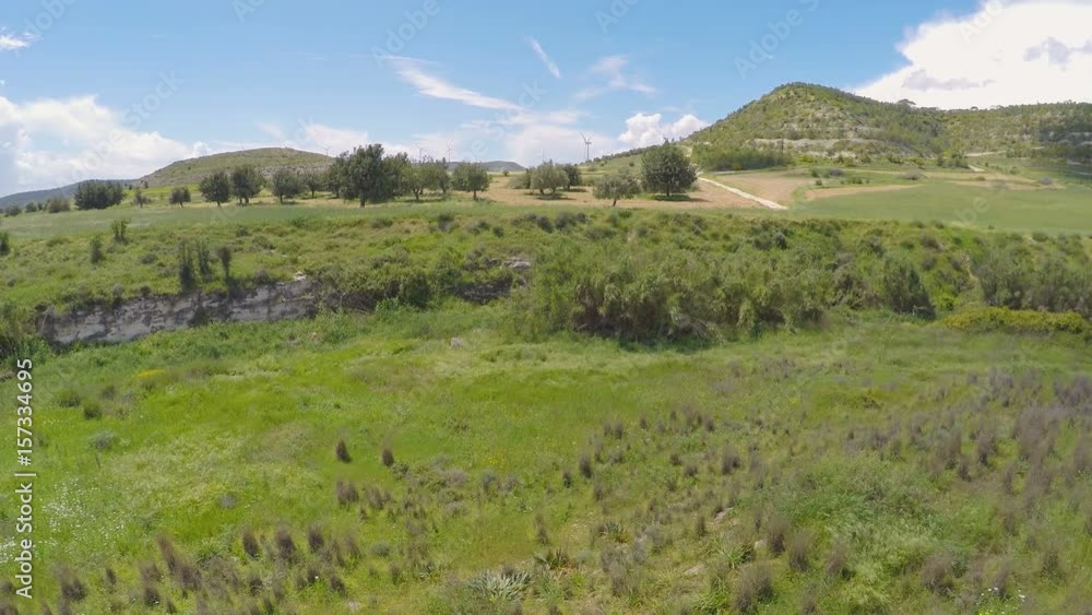 Endless clear blue sky stretching above rich expanses of Cyprus meadows Endless clear blue sky stretching above rich expanses of Cyprus meadows