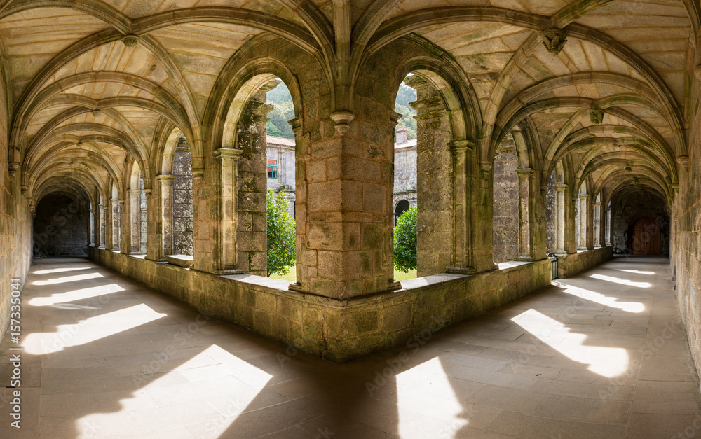 Santa Maria de Armenteira Monastery in Galicia - obrazy, fototapety, plakaty 
