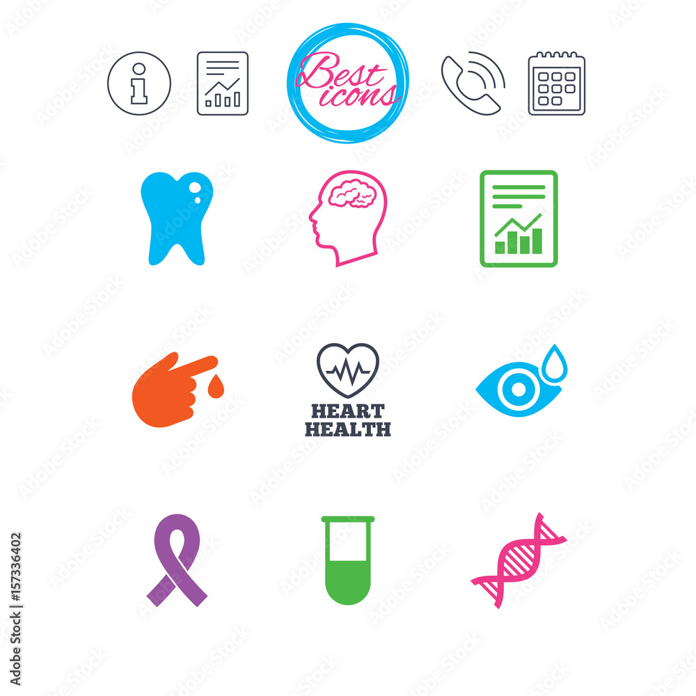 Medicine, medical health and diagnosis icons.