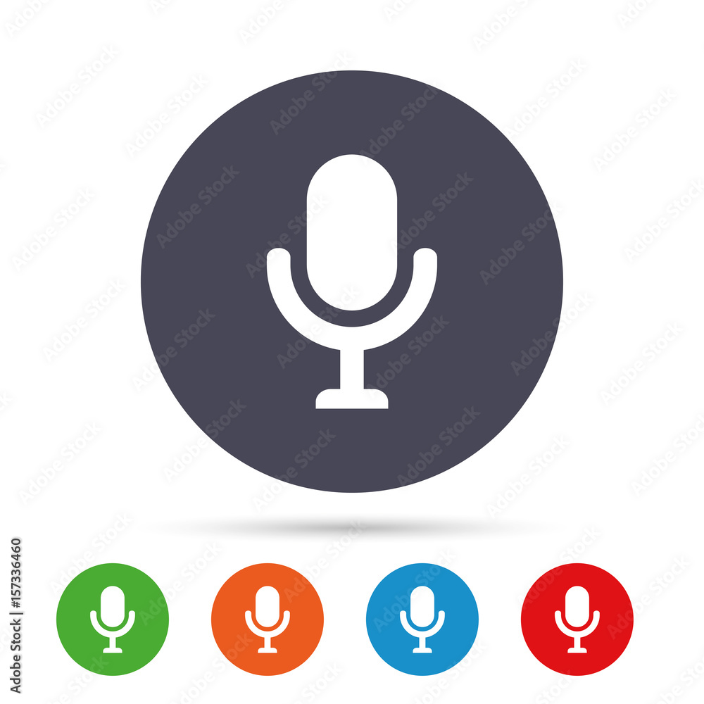 Microphone icon. Speaker symbol. Live music sign. Microphone icon. Speaker symbol. Live music sign.