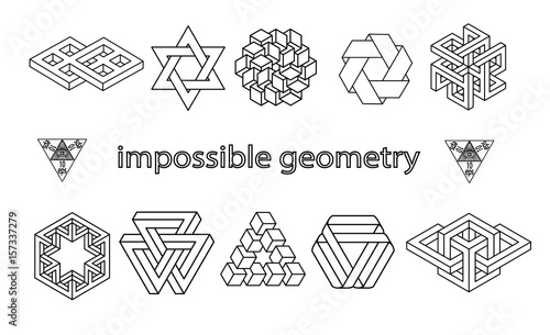Impossible geometry symbols vector set.