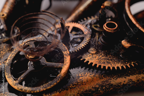 Background - gear and gears close-up. Steampunk