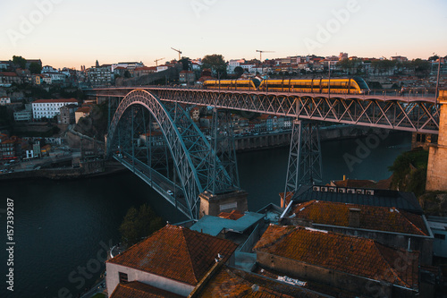 View of the Luis I bridge over the Douro river, Porto, Portugal. © De Visu