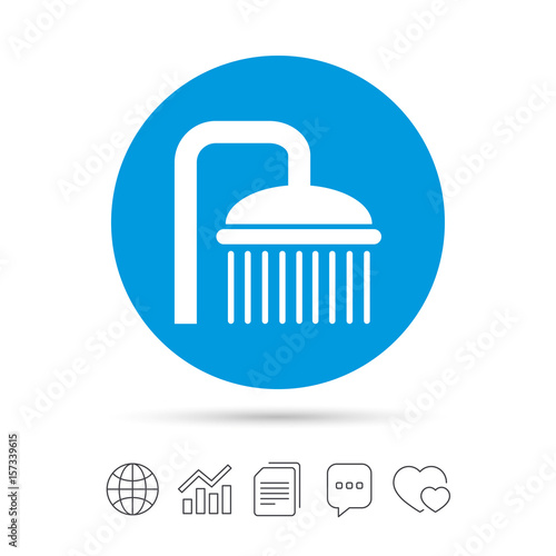 Shower sign icon. Douche with water drops symbol.