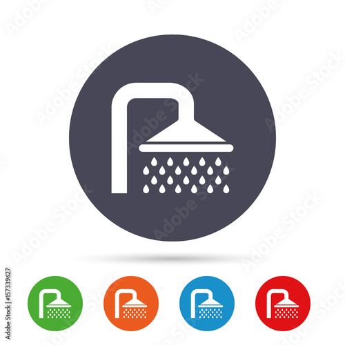 Shower sign icon. Douche with water drops symbol.
