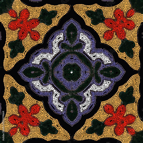 Vector  Ceramic Patterned Mosaic Smalt Majolica Illustration